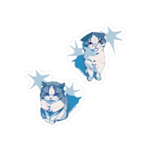 cute cat kiss cut stickers, whimsical cat art, grumpy cat, laptop decor, gift for cat lovers, animal stickers, playful home decor